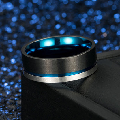 Blue Men Promise Rings 8mm