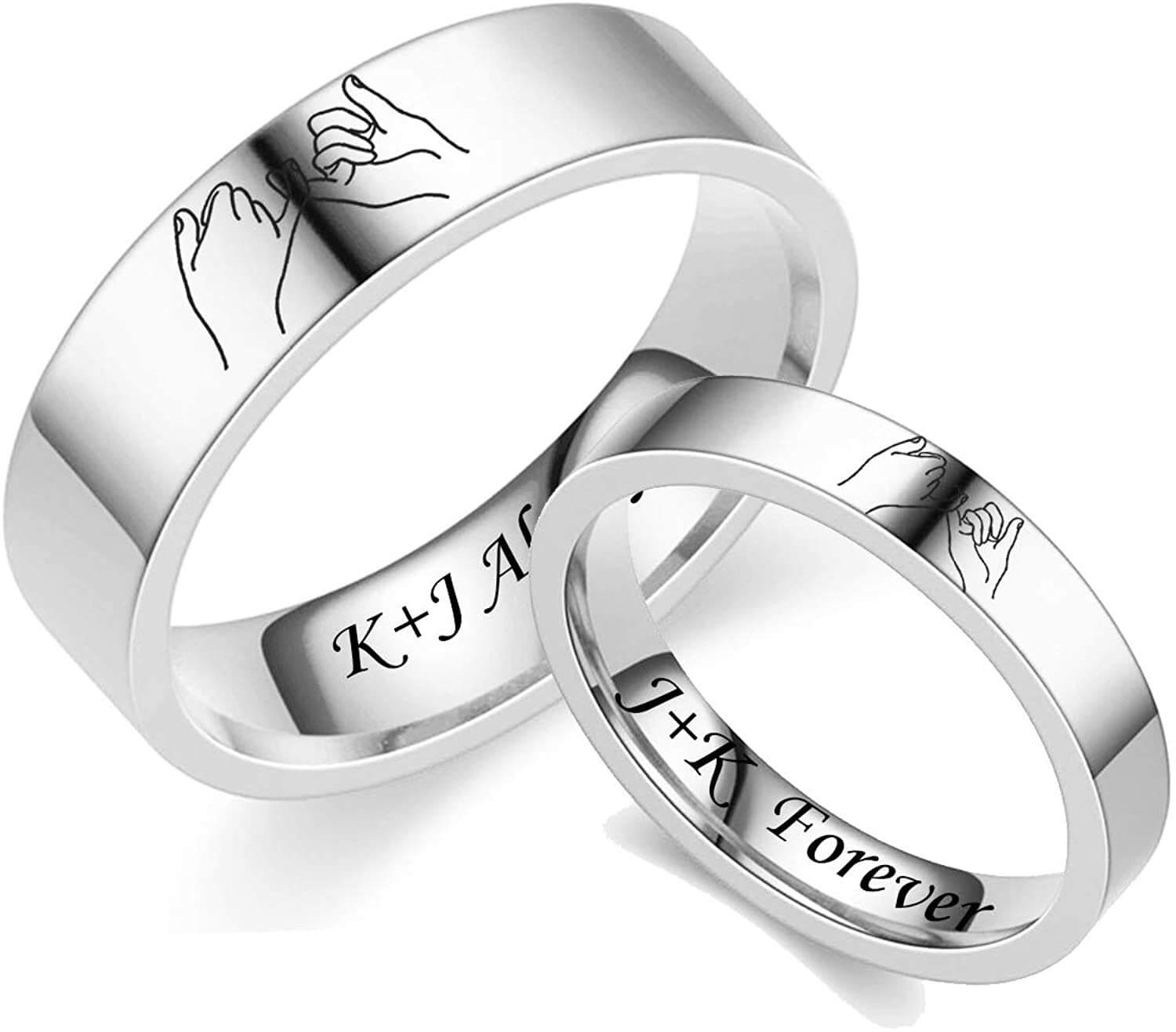 Unisex Pinky Promise Promise Rings Couple Engraved Bands – GardeniaJewel