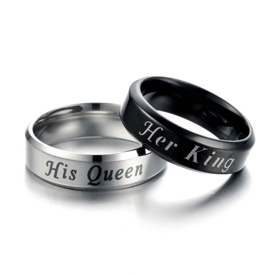 8mm/6mm King & Queen Rings, His and Hers Ring, Personalized Stainless Steel  Rings, Anniversary Rings, Gift for Her, Gift for Him, SHJSSR624 - Etsy