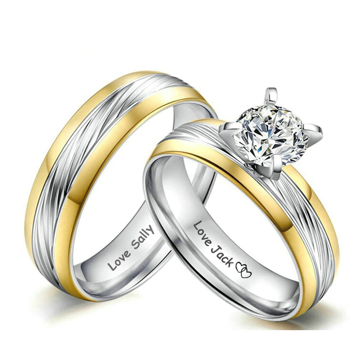 Two-Tone Her and His Promise Rings for Couples