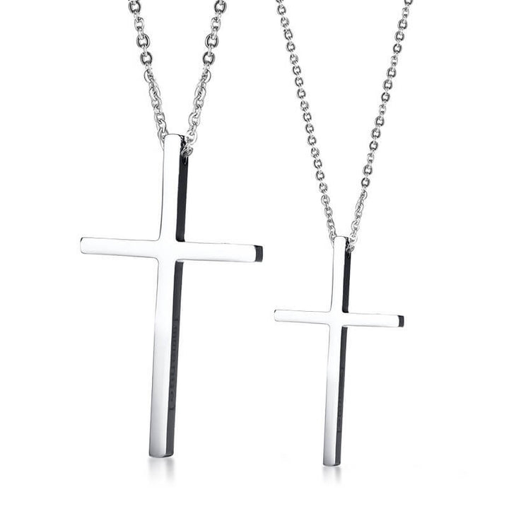 I M MANUEL Cross Couple Necklaces Titanium