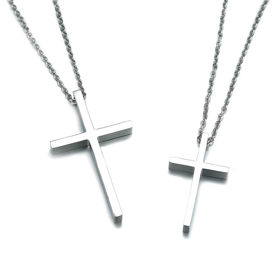 I M MANUEL Cross Couple Necklaces Titanium