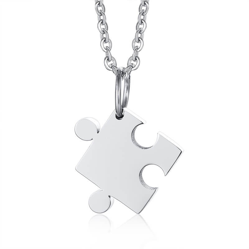 Puzzle Heart Couple Necklace Set