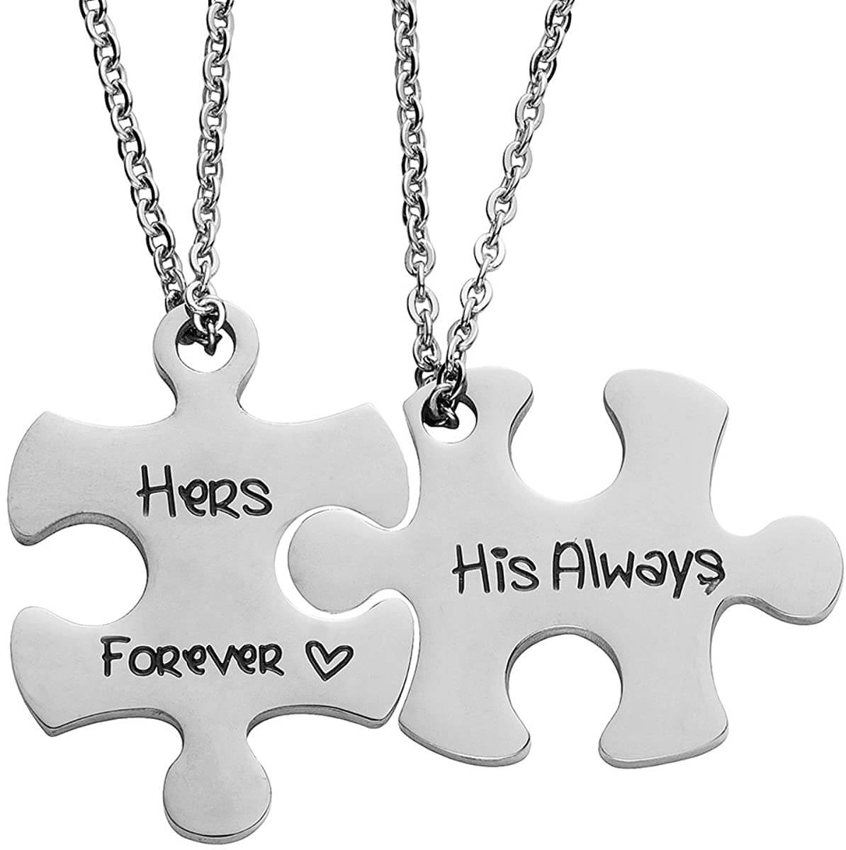His and Hers Puzzle Necklace Couples