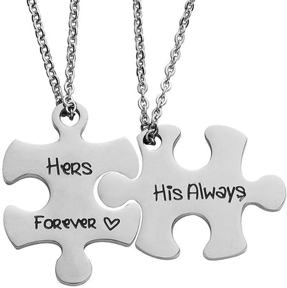 His and Hers Puzzle Necklace Couples