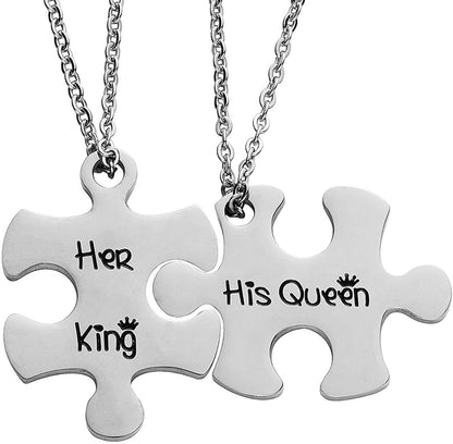His and Hers Puzzle Necklace Couples