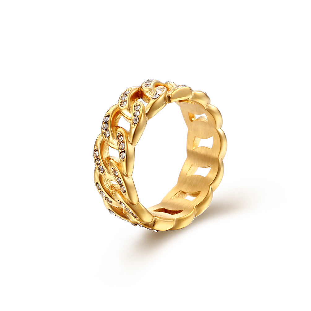 Men Cuban Rings Black