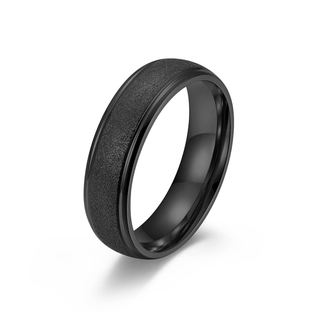 Unisex Promise Ring Frosted Black