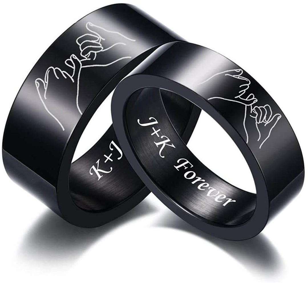 Personalized His and Hers Black Couple Rings