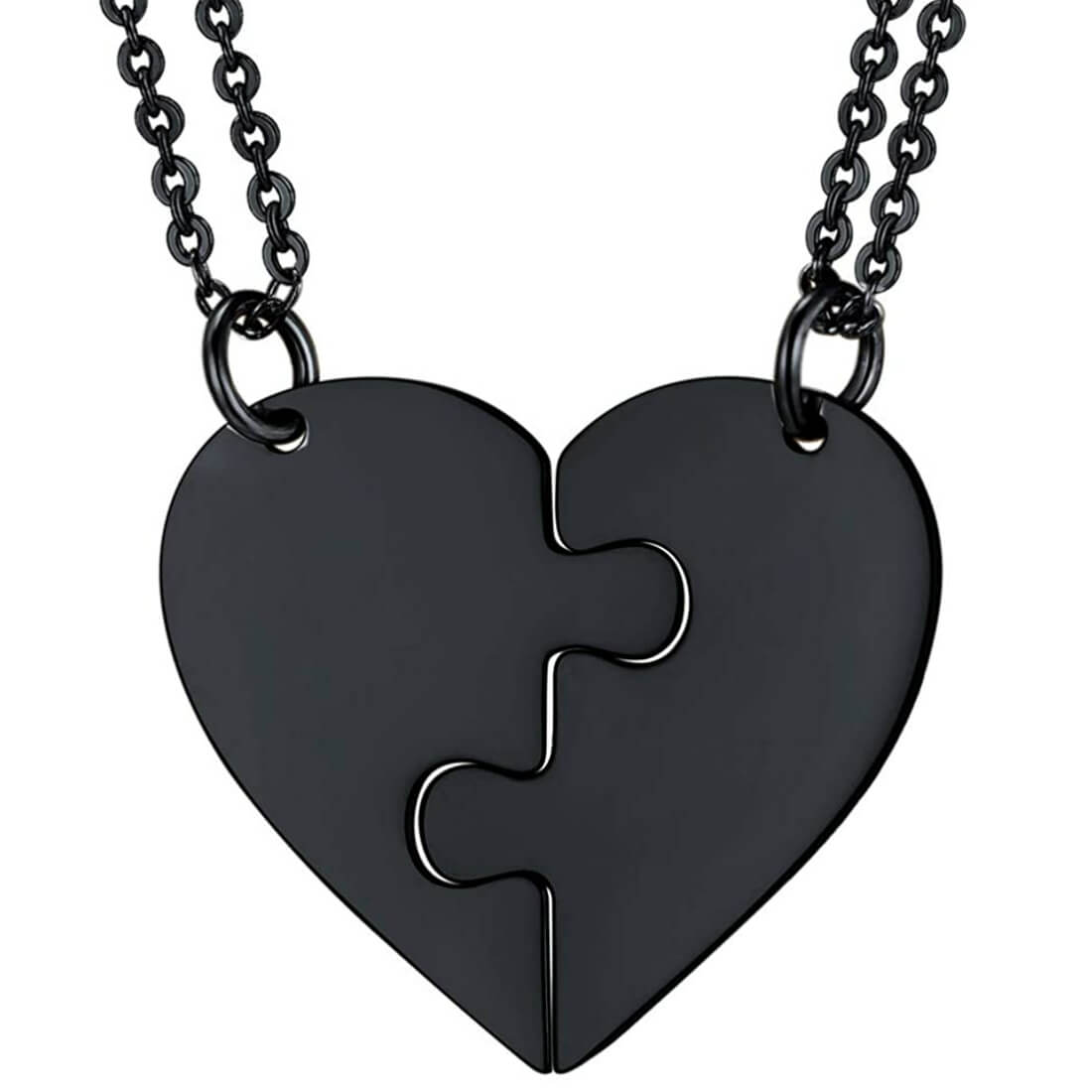 Puzzle Heart Couple Engraved Necklaces