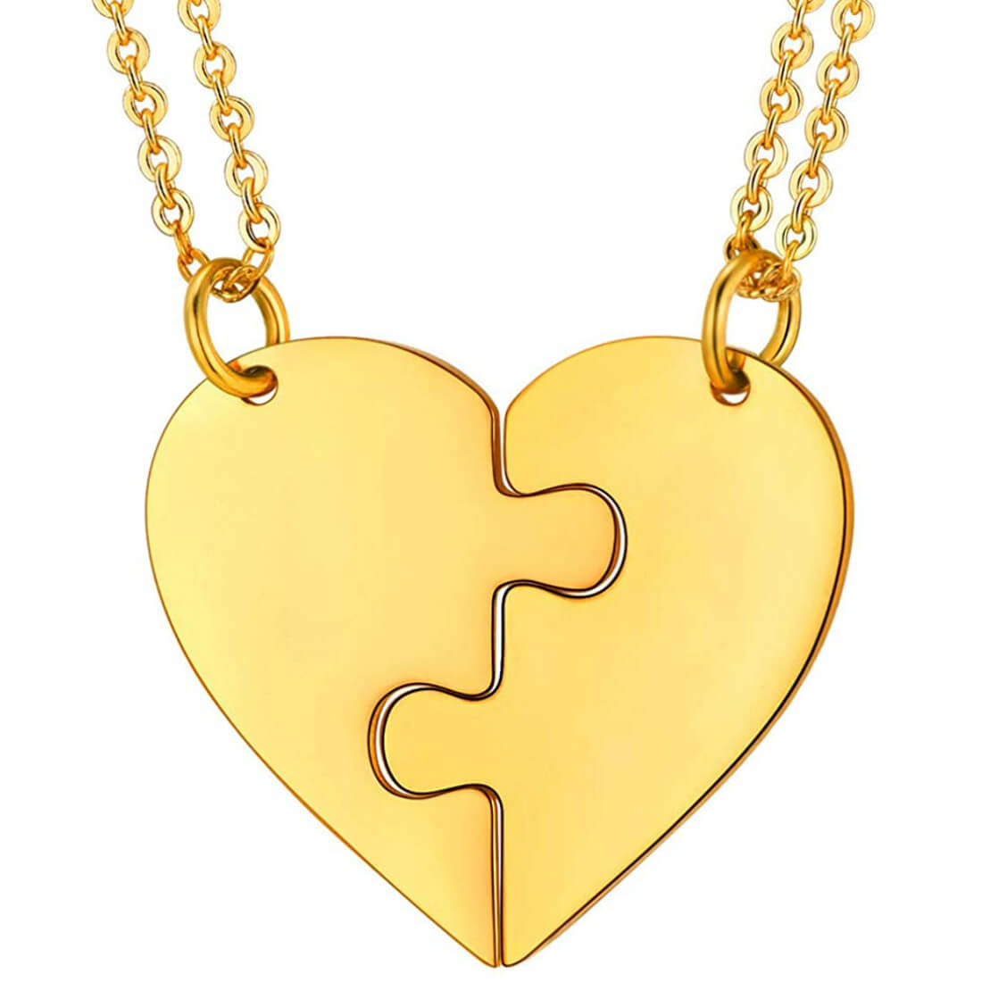 Puzzle Heart Couple Engraved Necklaces