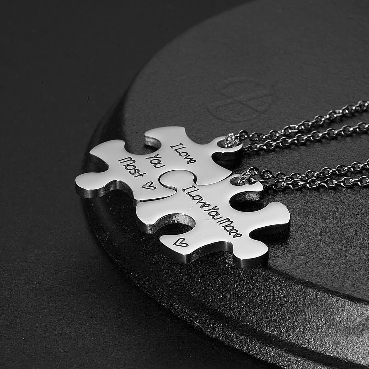 His and Hers Puzzle Necklace Couples