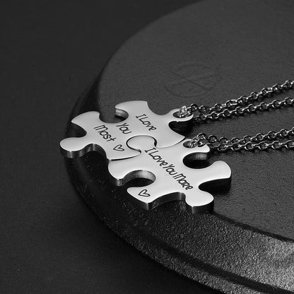His and Hers Puzzle Necklace Couples