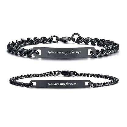 Black Couple Custom Bracelets Engraved
